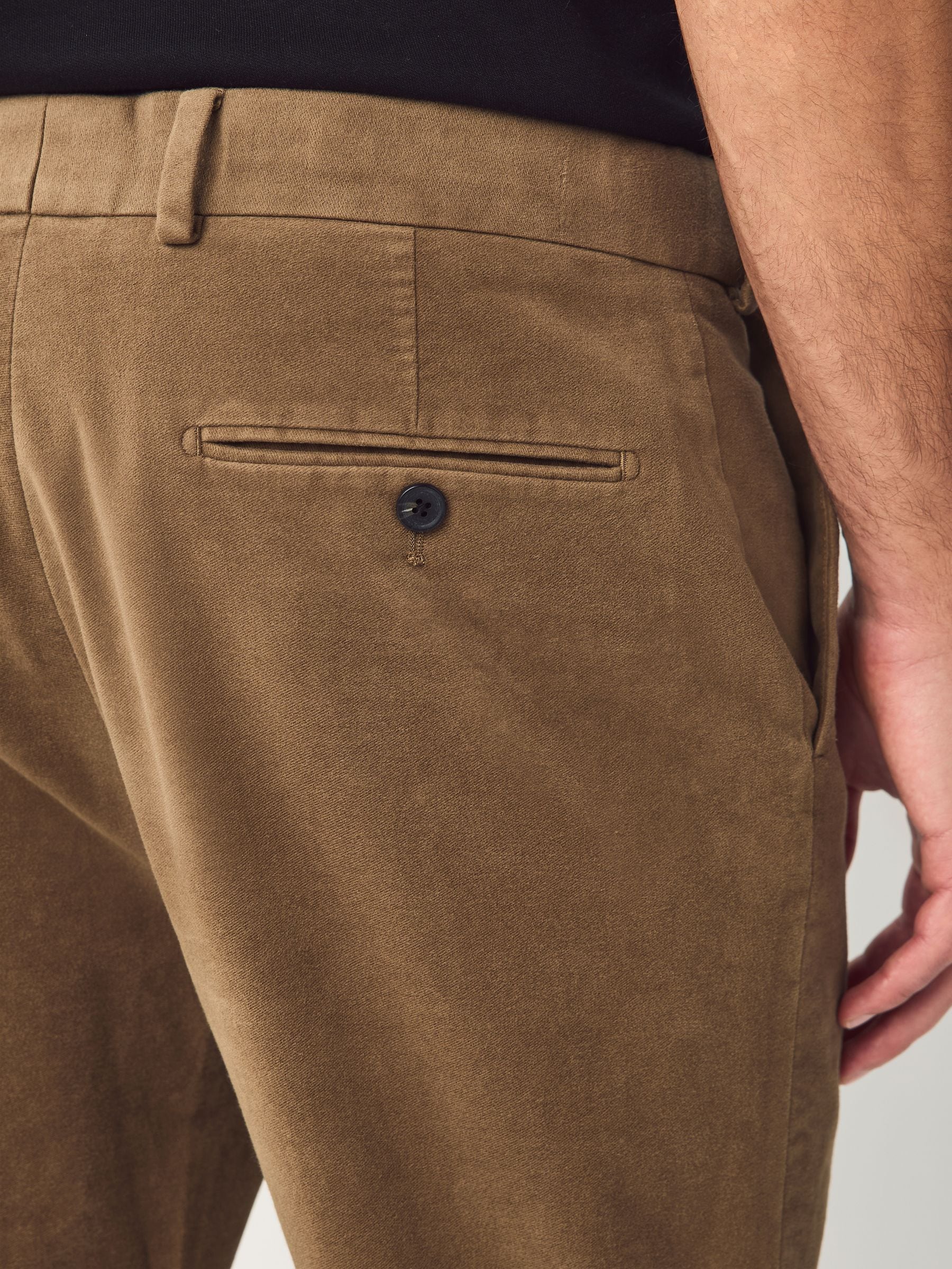 Lichtbruin - Regular fit Smart Signature Emmetex Moleskin Italiaanse stof chino broek