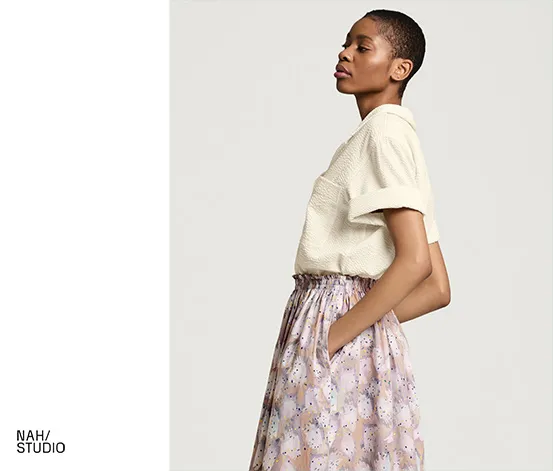 NAH/STUDIO Seersucker-Bluse | ungefärbte Baumwolle, Undyed