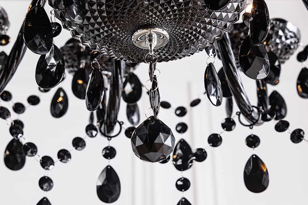 Design Kronleuchter BLACK CRYSTAL XL 80cm schwarz Acryl 15-armig Lüster
