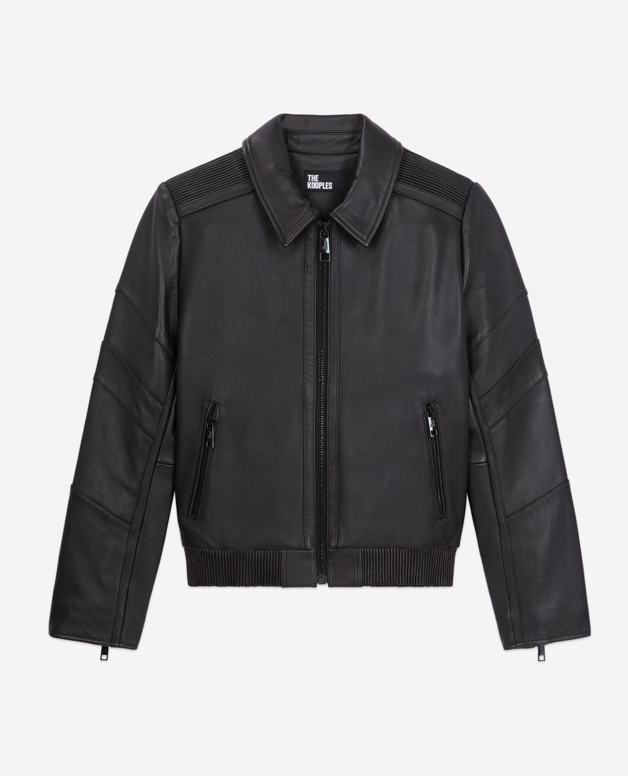 Black leather biker jacket