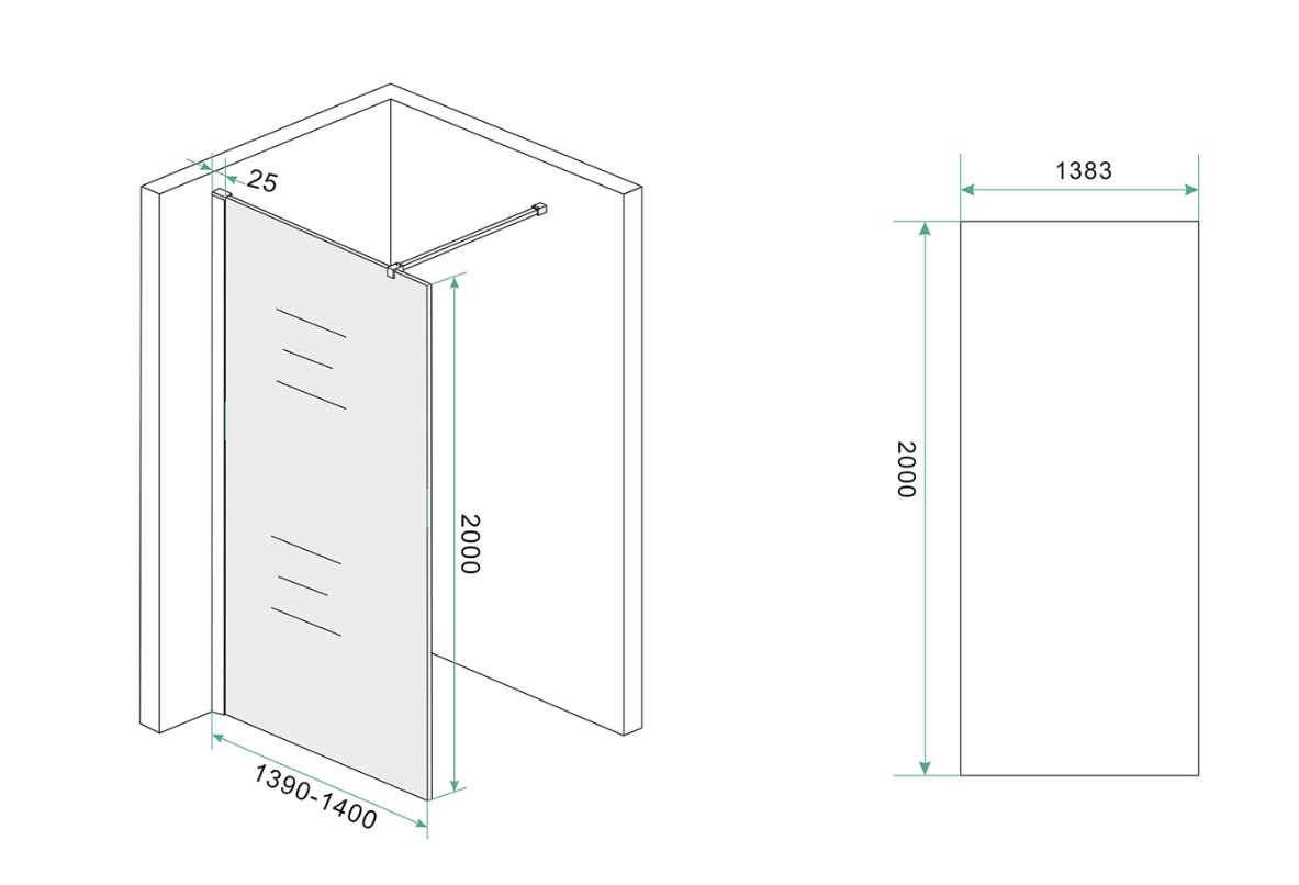 Mueller Slimline glaswand rookglas 140x200cm 8mm NANO glas