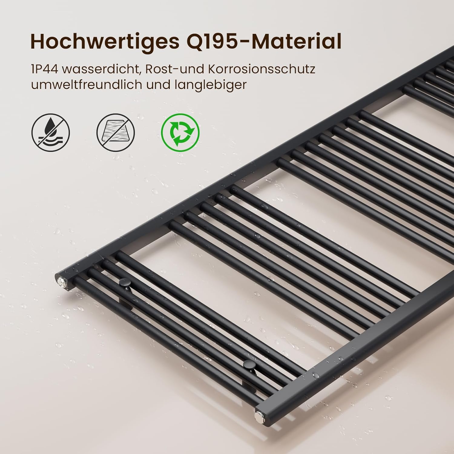 Heilmetz Anthrazit BadHeizkörper 50 x 180 cm Handtuchtrockner Bad-Heizkörper Handtuchheizkörper Mittelanschluss Heizung 739 Watt Leistung Handtuchwärmer