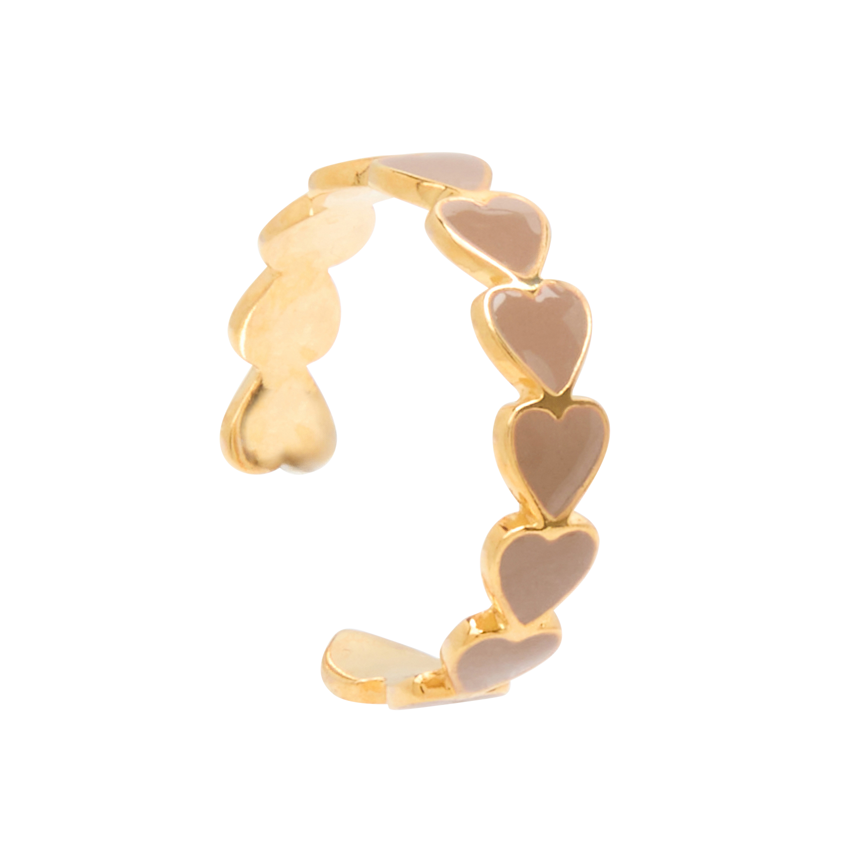 CORA - Bague ouverte à motif coeur en laiton | Beige