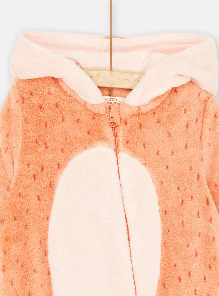 Grenouillère rose pâle et orange à imprimé à pois
