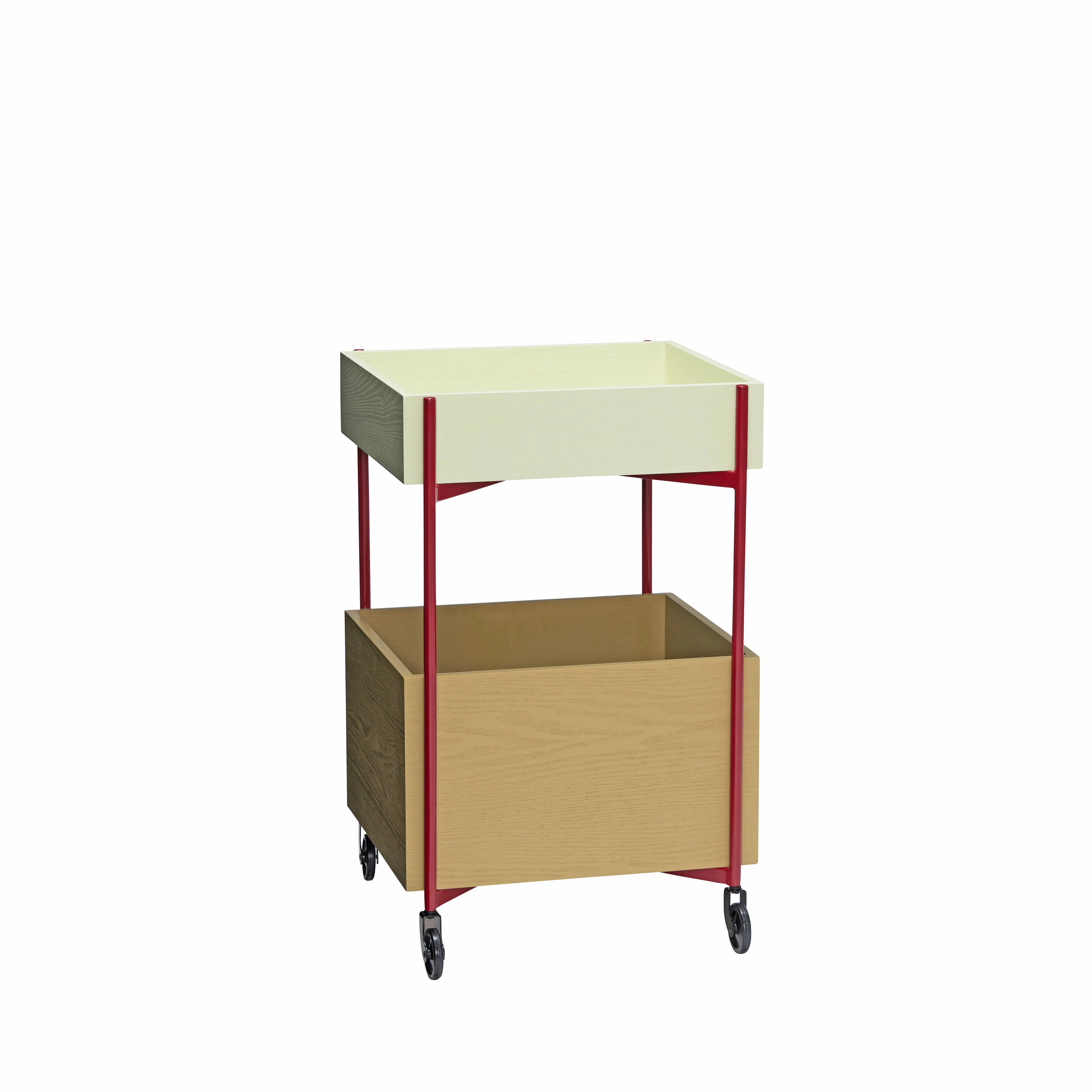 Hübsch  Fresh rullebord, khaki grøn/bordeaux rød - 42x41x68cm