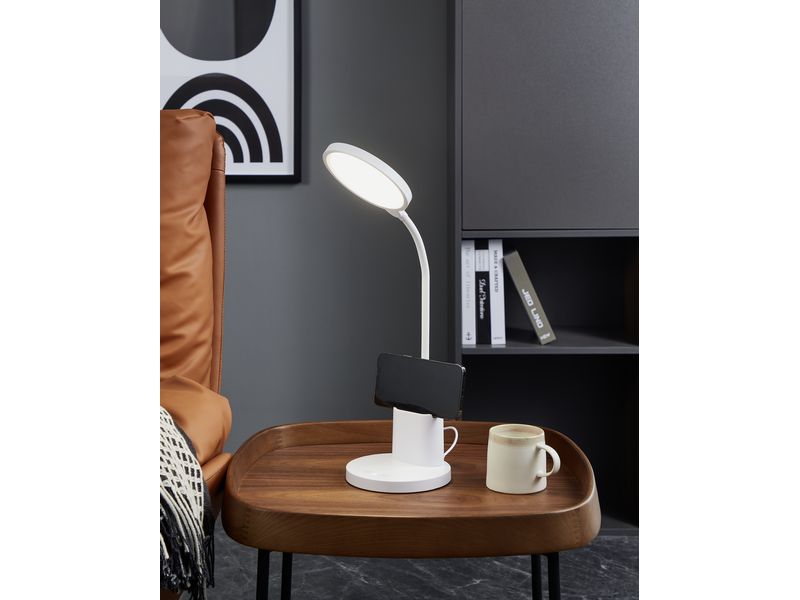 EGLO Leuchten Tischleuchte BROLINI LED 2.1W 2700-6500K Weis Moderne LED-Akkutischleuchte mit flexiblem Hals und Stifthalter für Büro und Homeoffice