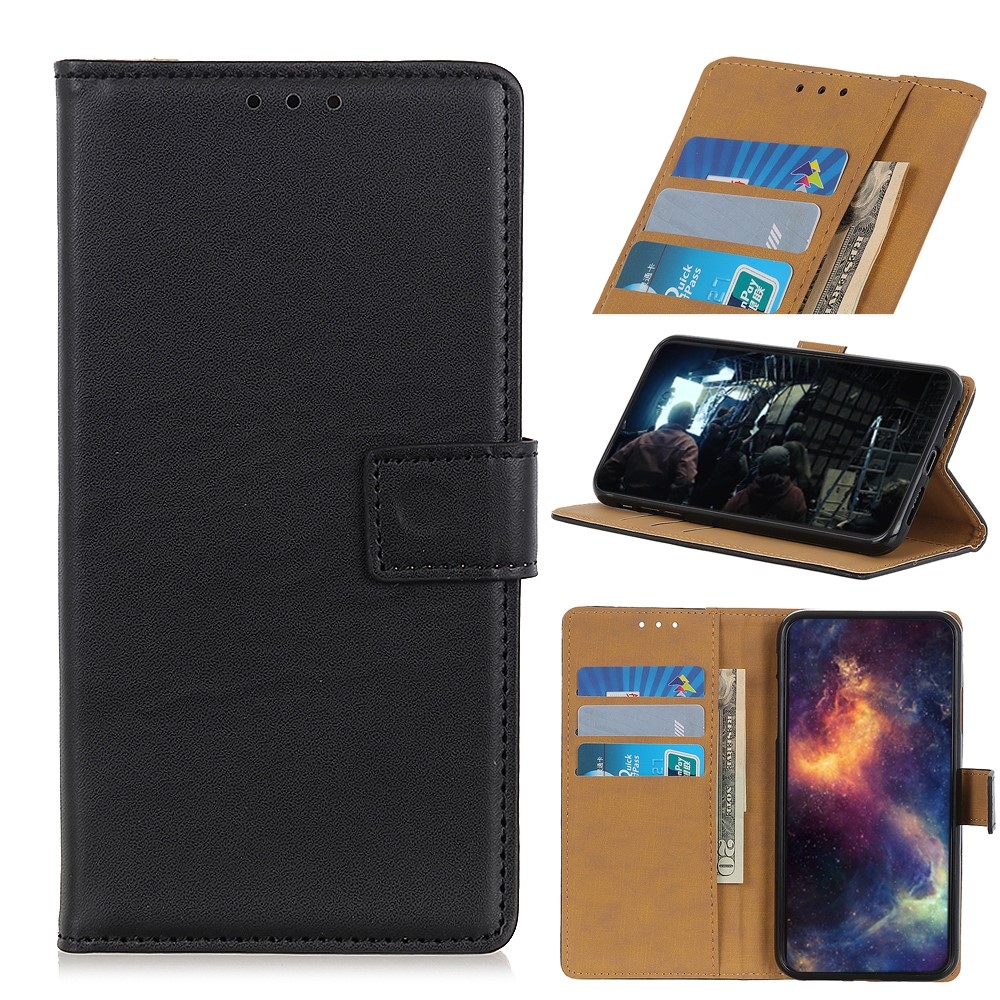 Samsung Galaxy A50 / A30s Leder Tasche Flip Cover mit Kartenfächer - Schwarz