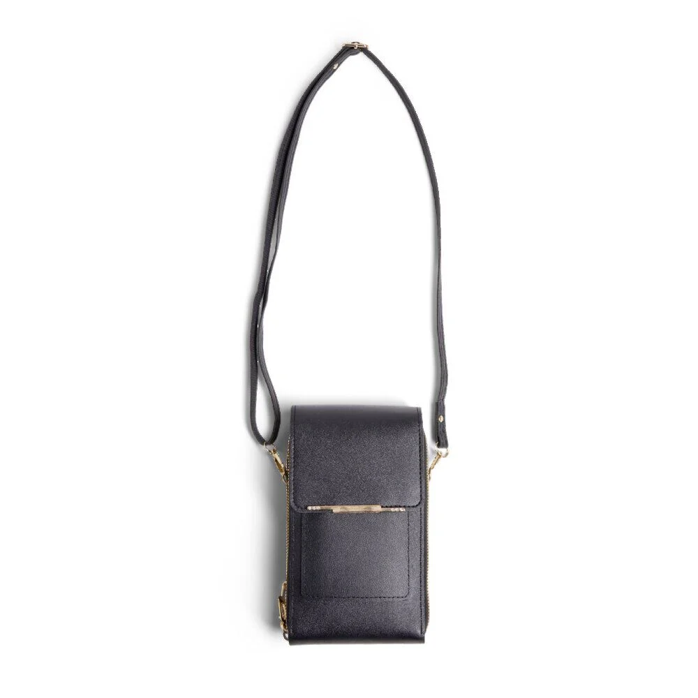 Pochette téléphone simple zip polyuréthane et métal