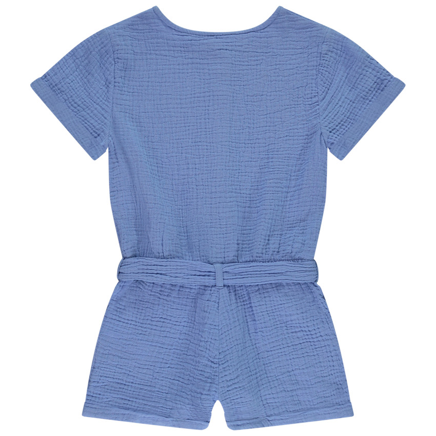 Combishort en gaze de coton avec ceinture à nouer pour fille