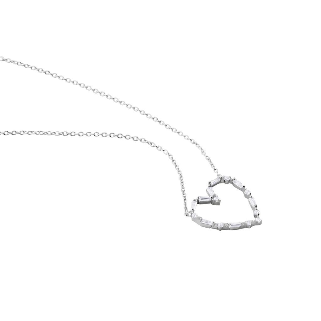 Collier Argent Gaucher Oxydes De Zirconium