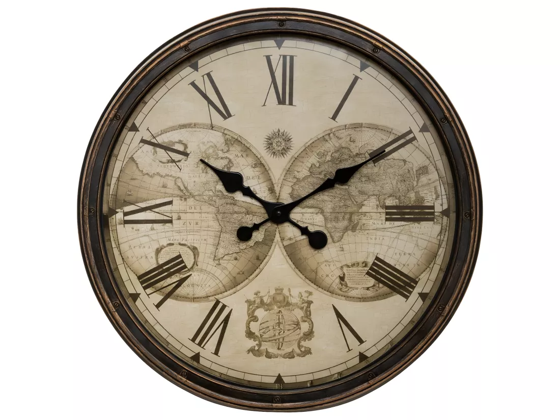 Pendule murale silencieuse déco Monde D 51 cm