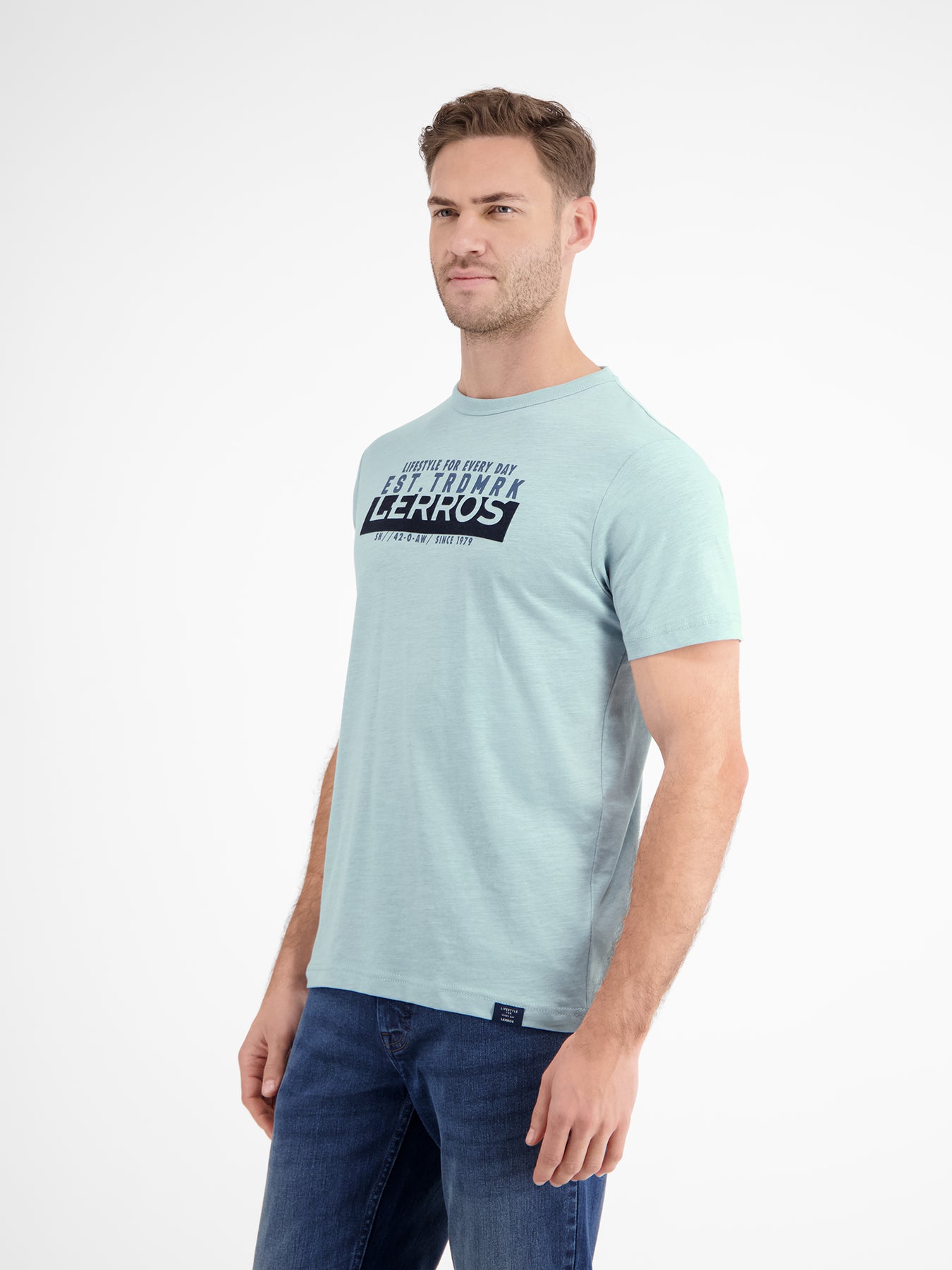 Unifarbenes T-Shirt mit Print