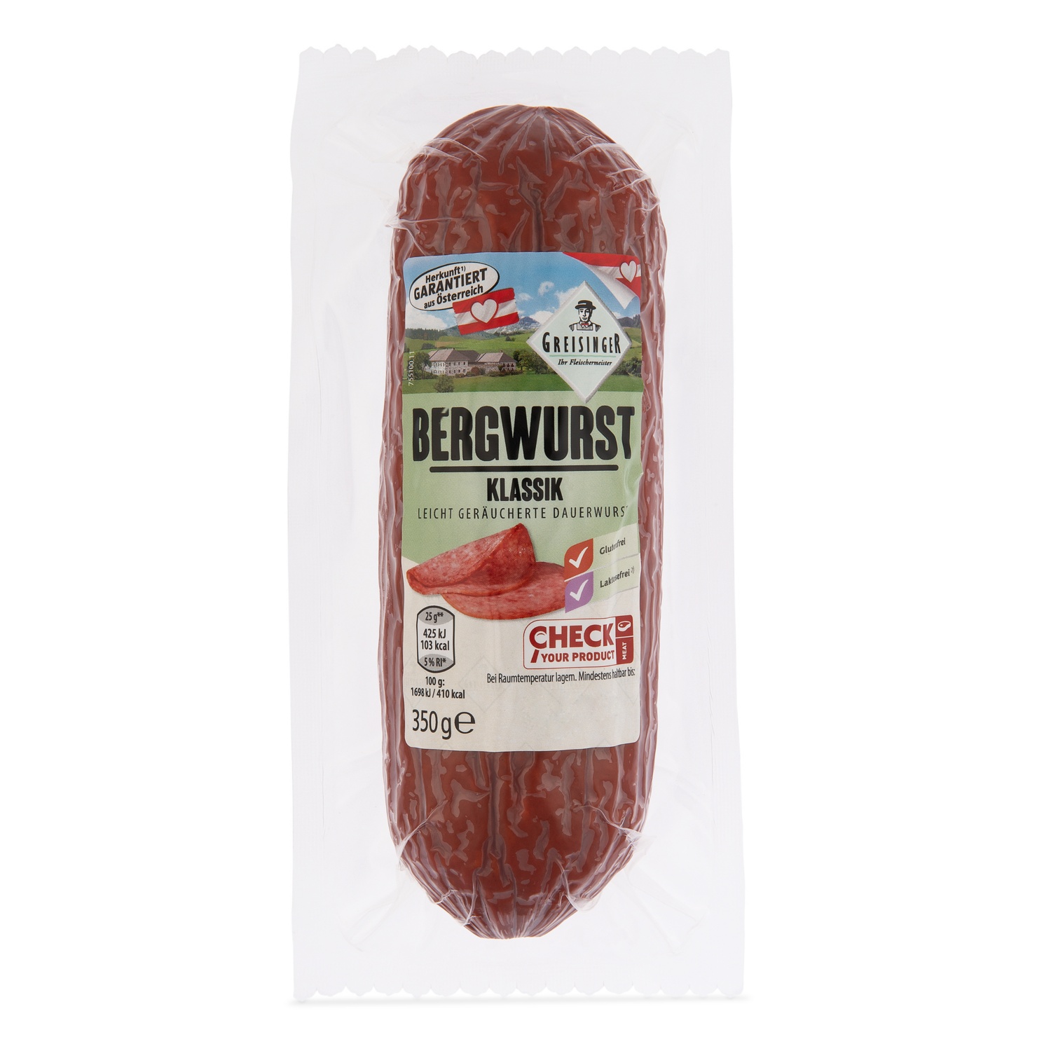 GENUSS 100% AUS ÖSTERREICH Bergwurst, Klassik 350 g
