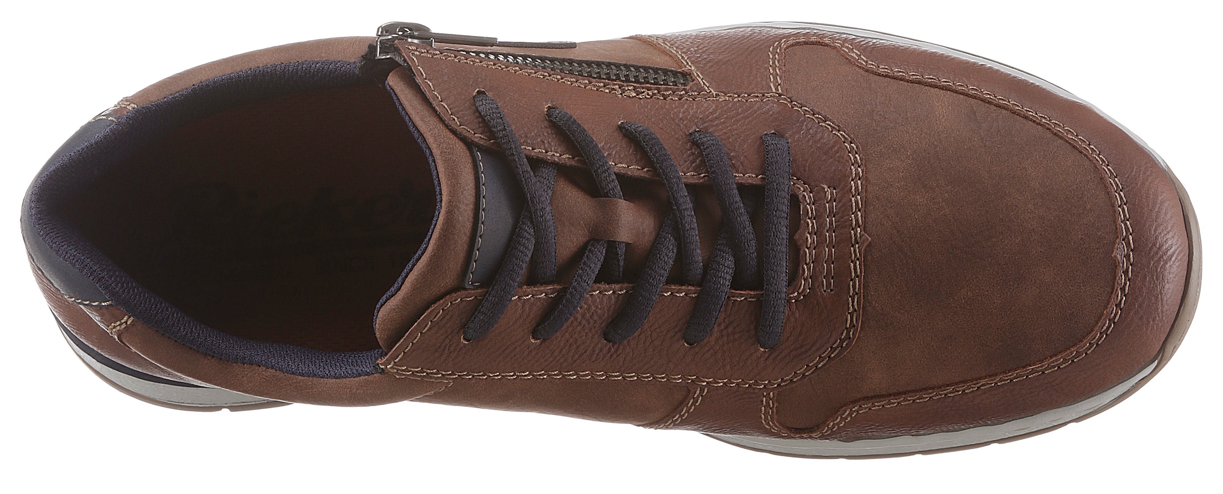 Rieker Schnürschuh  mit seitlichem Reissverschluss, Freizeitschuh, Halbschuh, Schnürschuh