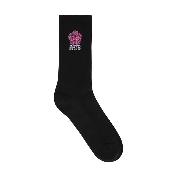 Arte Antwerp Chaussettes Circle Flower Embroidery | Noir
