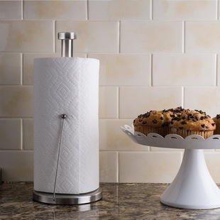 (34cm) Edelstahl Küchenrolle Halterung Haushaltspapier Ständer Toilettenpapier Spender - Silber
