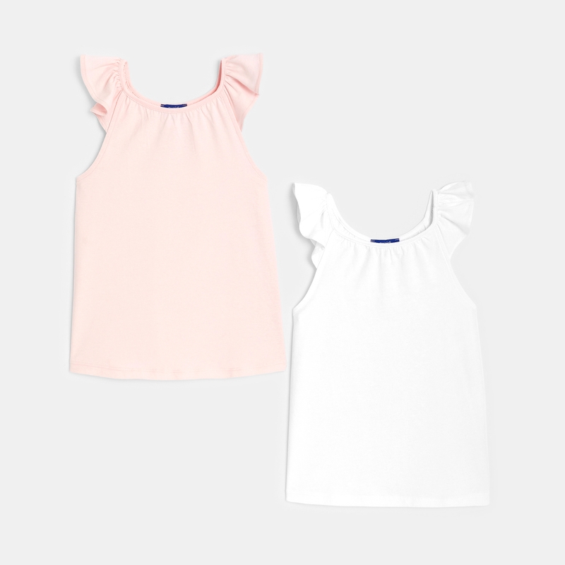Débardeur uni (lot de 2) blanc fille
