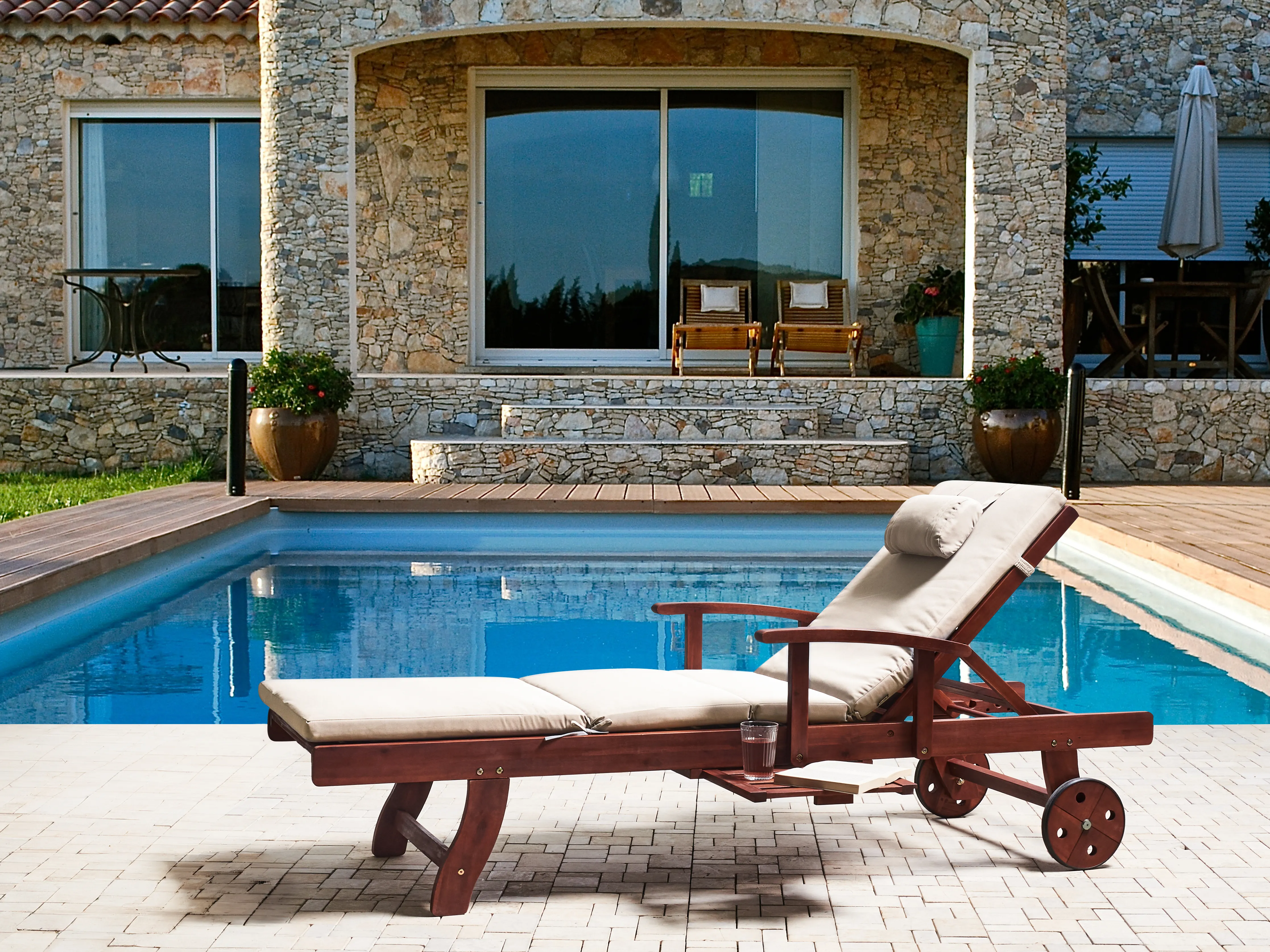 Kussen voor ligstoel TOSCANA/JAVA/AMANTEA PREMIUM 189 x 58 cm Lichtbeige