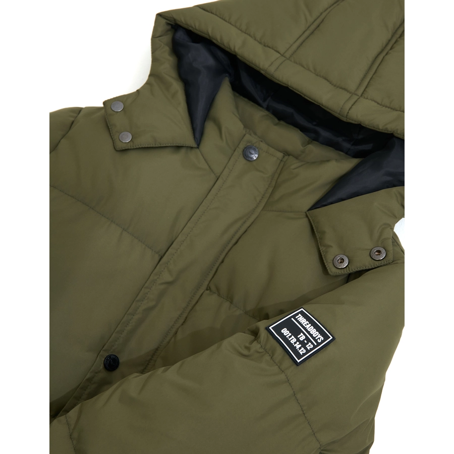 Threadboys Mantel Long Line Puffer Khaki