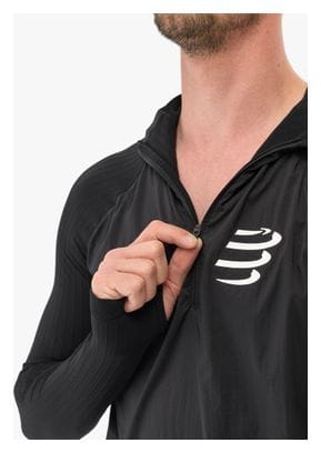 Maillot manches longues coupe-vent Compressport Hurricane Windproof 1/2 Zip Noir