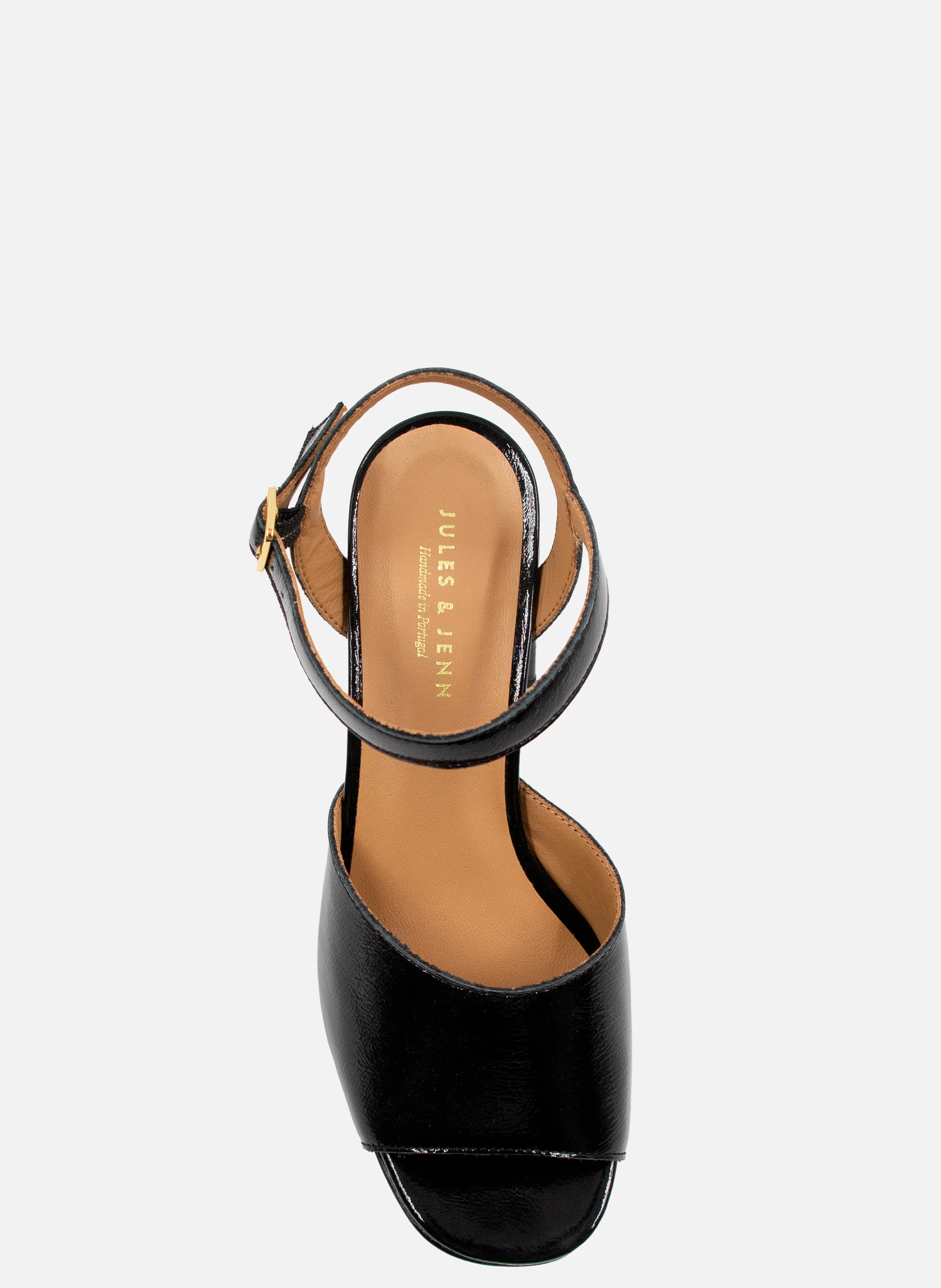 Sandales plateforme cuir vernis | Noir