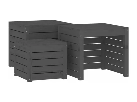 Ensemble de boîtes de jardin 4 pcs gris bois de pin massif