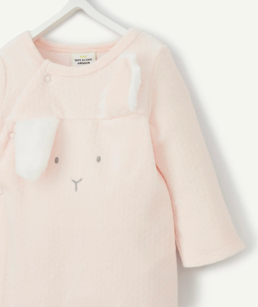 LE DORS BIEN VELOURS ROSE AVEC OREILLES DE LAPIN EN RELIEF