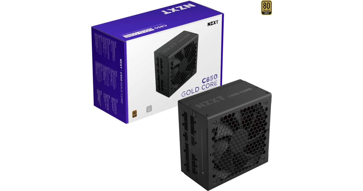 NZXTC850 Gold Core modulaire 850 watt voeding   (Zwart, 1x 12V-2x6, 3x PCIe)