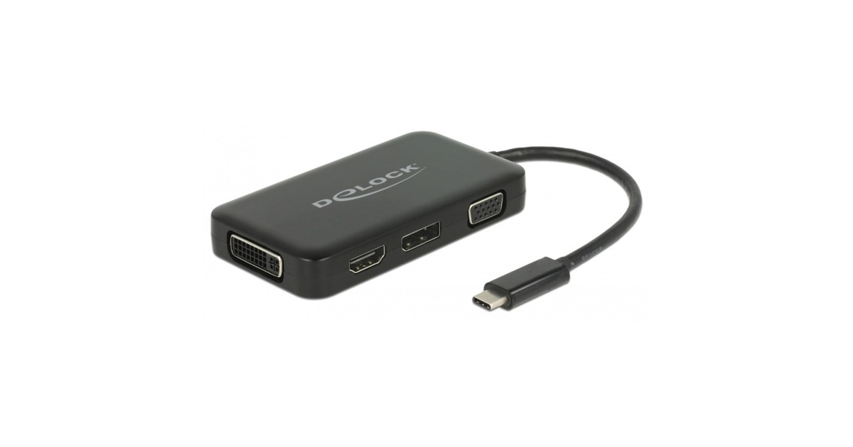 DeLOCKUSB-C > VGA / HDMI / DVI / DisplayPort adapter  (Zwart, 0,15 meter)
