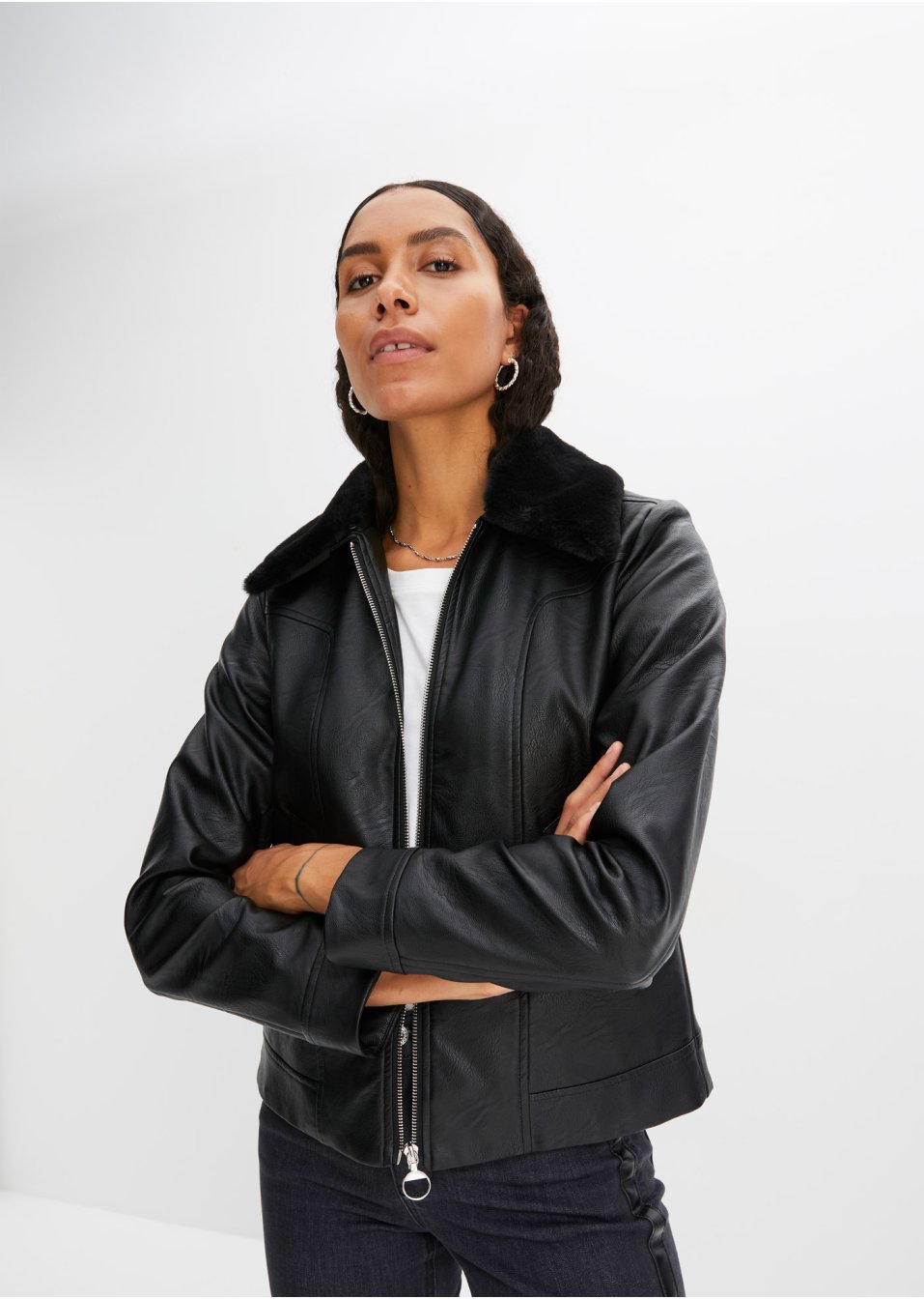 Veste avec col en synthétique