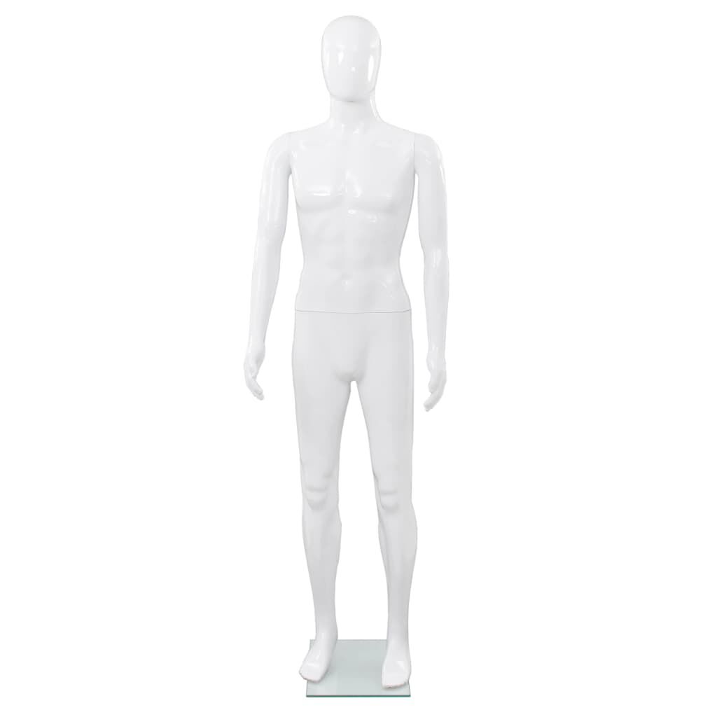 vidaXL Heren Paspop met Glazen Voet Glanzend Wit 185 cm