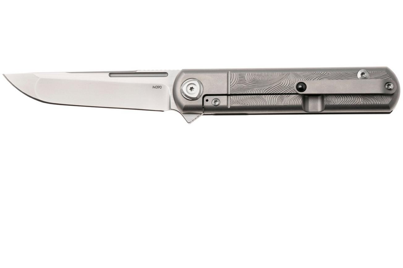 Liong Mah Tanto One, Bead Blasted M390, Sculpted Titanium, linkshandig zakmes