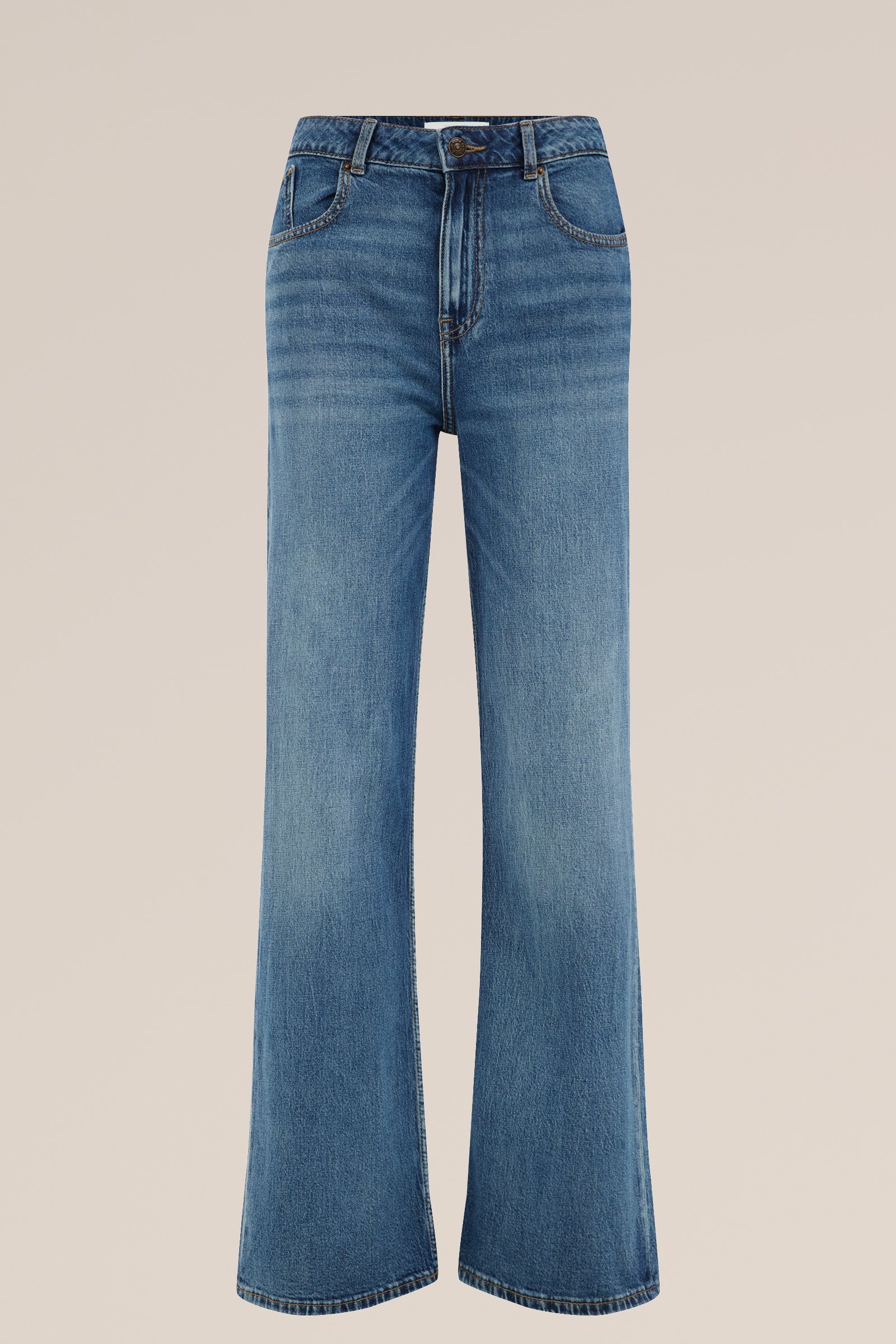 High rise wide leg jeans met stretch WE Fashion Donkerblauw