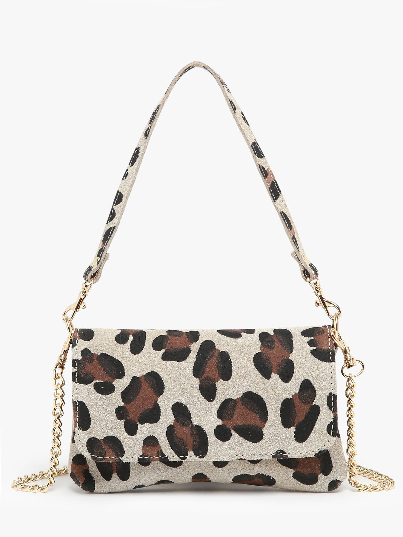 Sac bandoulire Velvet leopardo cuir MILANO
