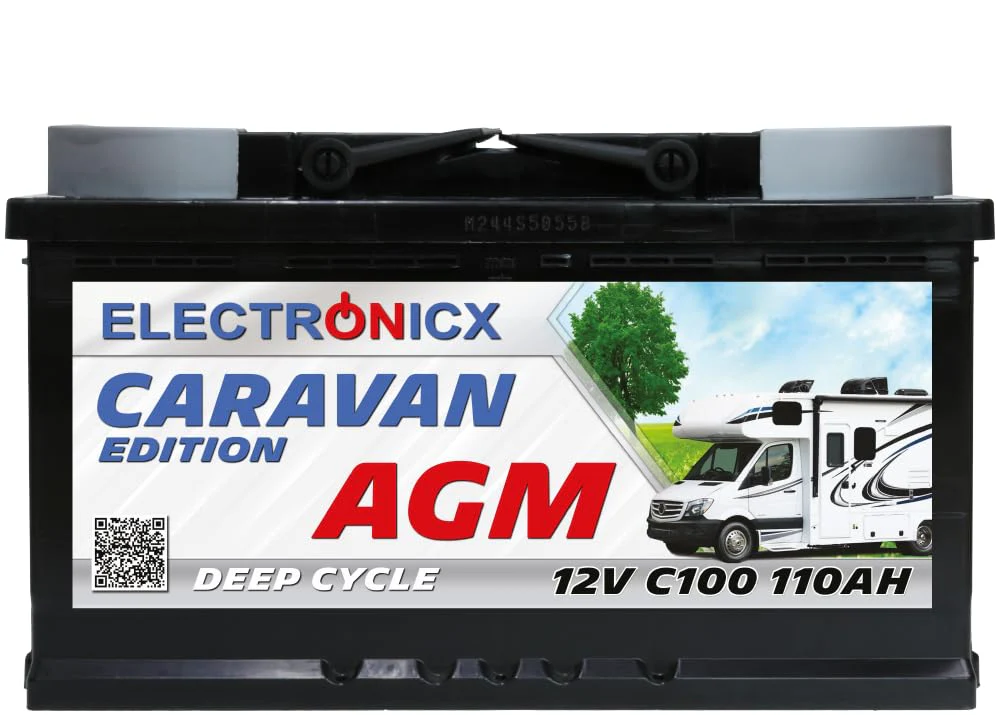 Batterie AGM pour caravane 110 Ah 12 V pour caravane et batterie solaire – Batteries 12 V 110 Ah pour camping, camping-car, bateau, système solaire, batterie Deep Electronicx.