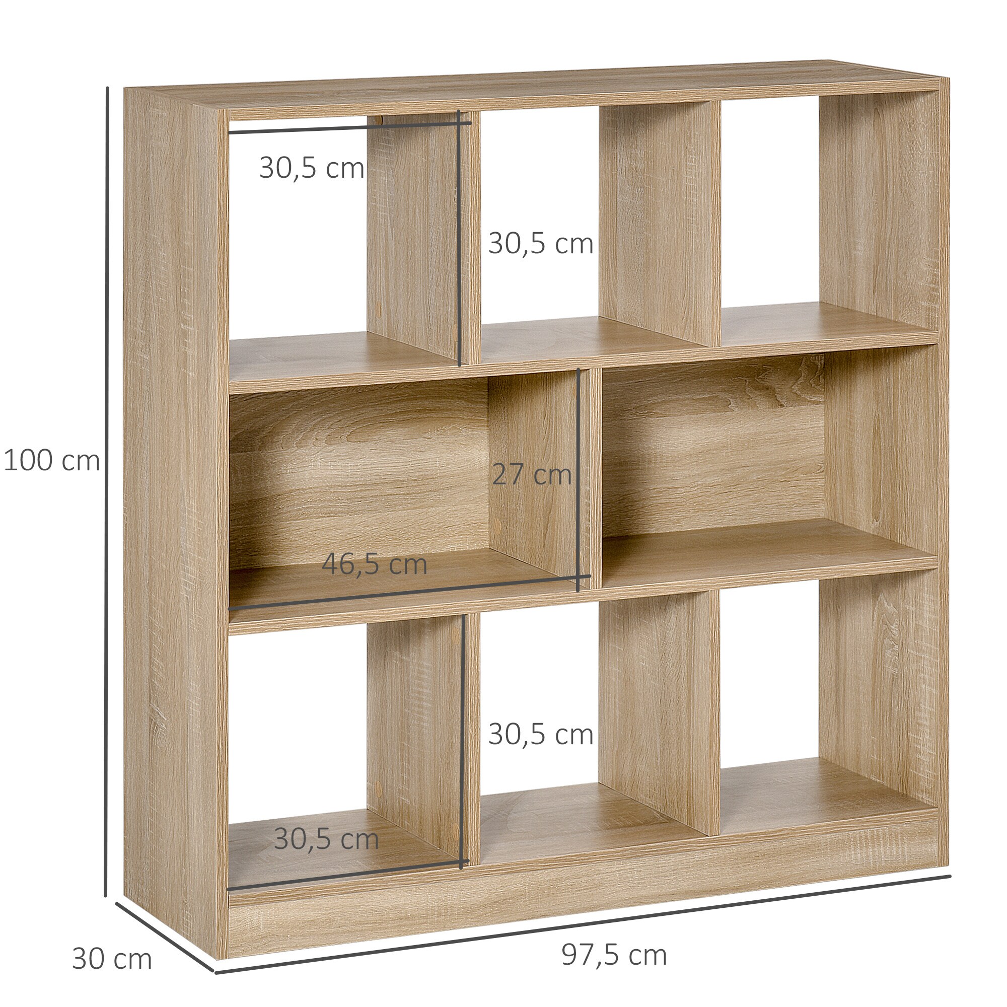 HOMCOM Standregal Mit Kippsicherung natur 97,5L x 30B x 100Hcm