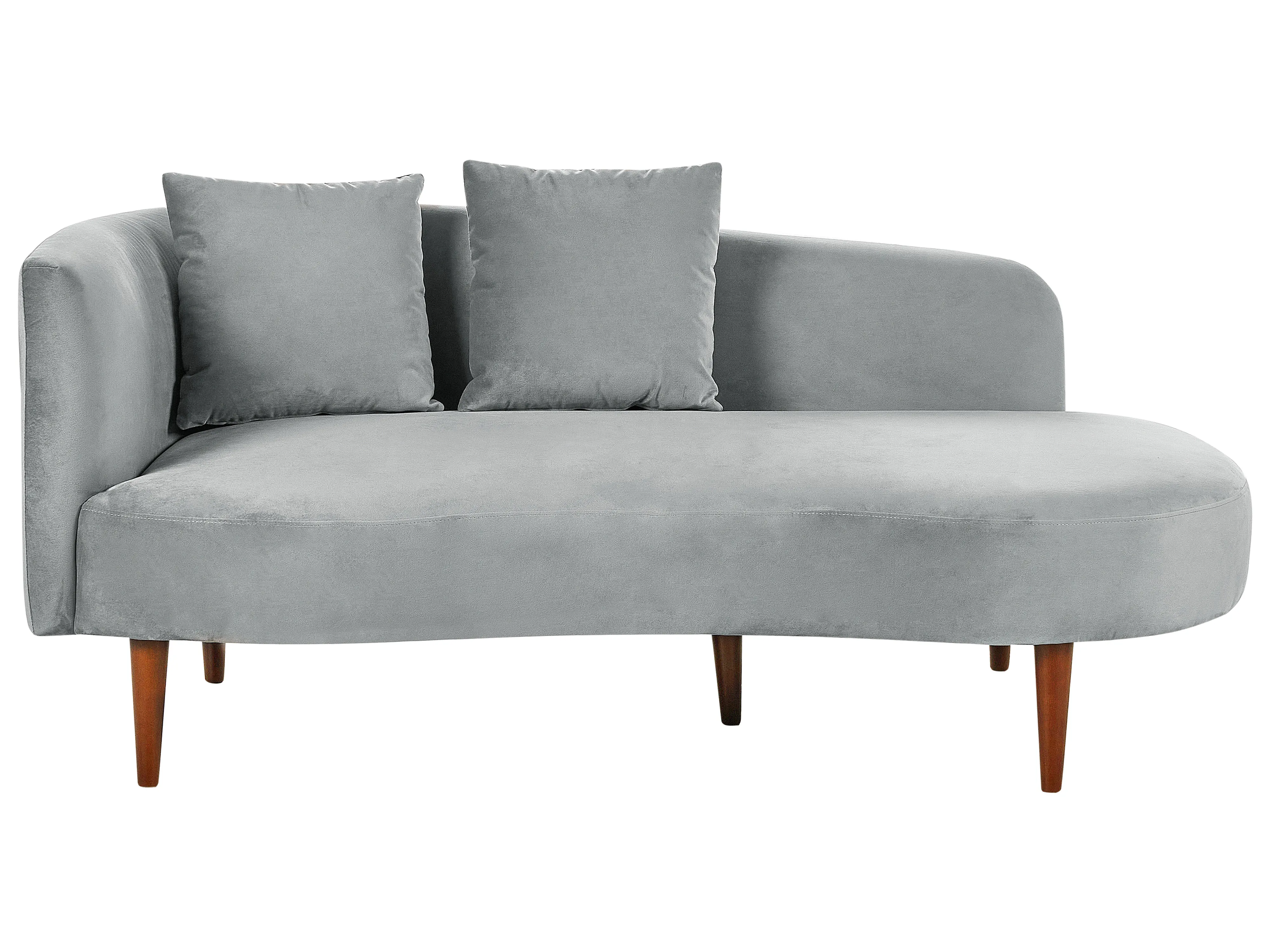 Linkszijdige chaise longue CHAUMONT Fluweel Lichtgrijs