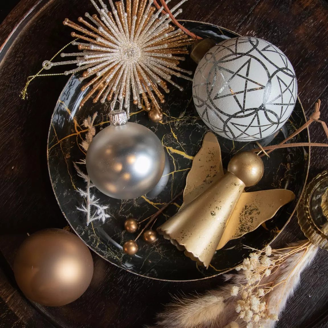Lot de 3 boules de Noël (D80 mm) en verre Vril Blanc