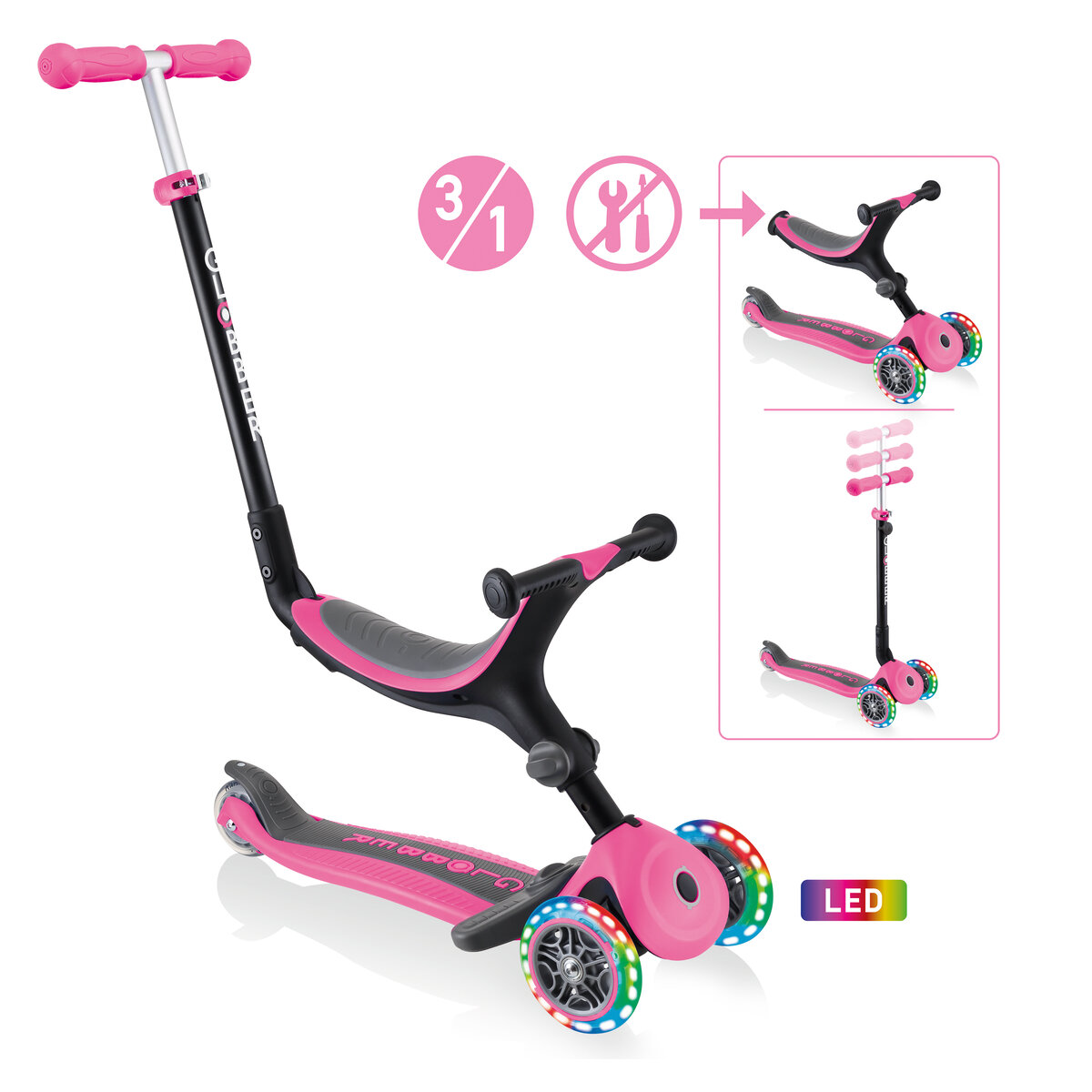 Globber Globber Roller Go-Up Sporty Plus Lights mit Leuchtrollen