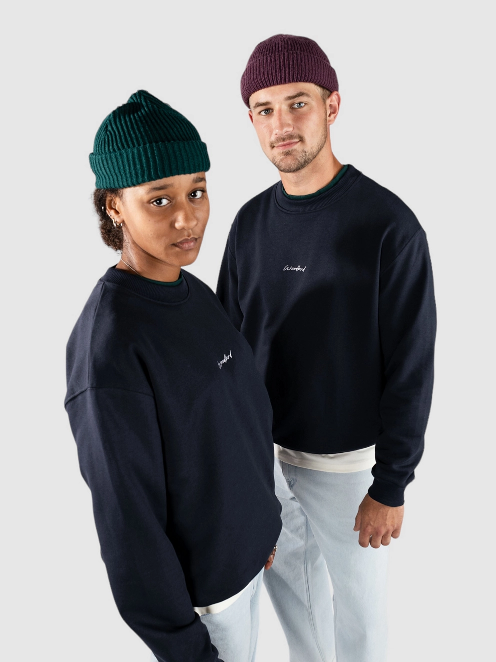 Woodbird Cane Noodle Crew Sweater navy