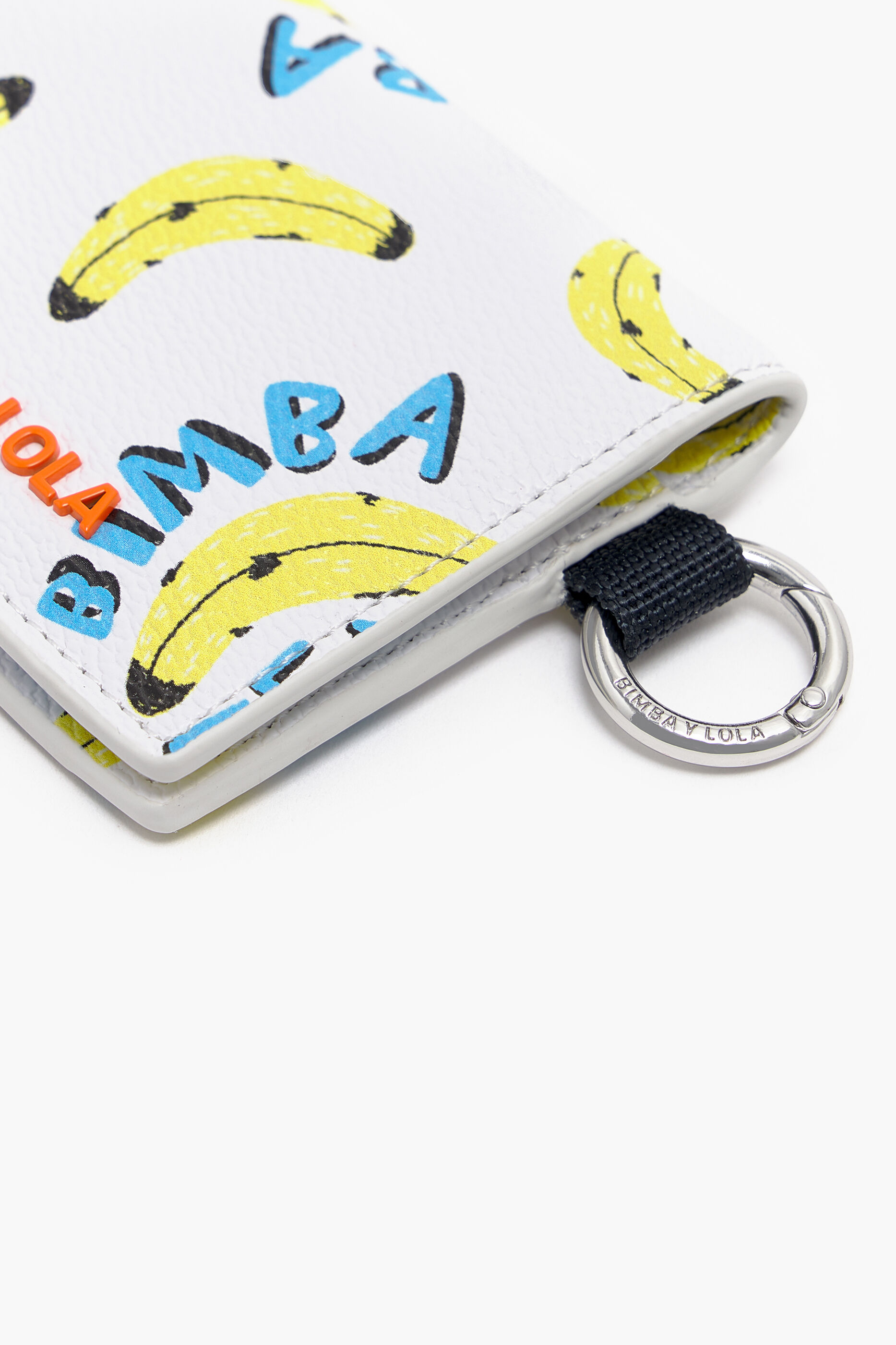 Porta-cartões quadrado com textura de estampa de banana, branco