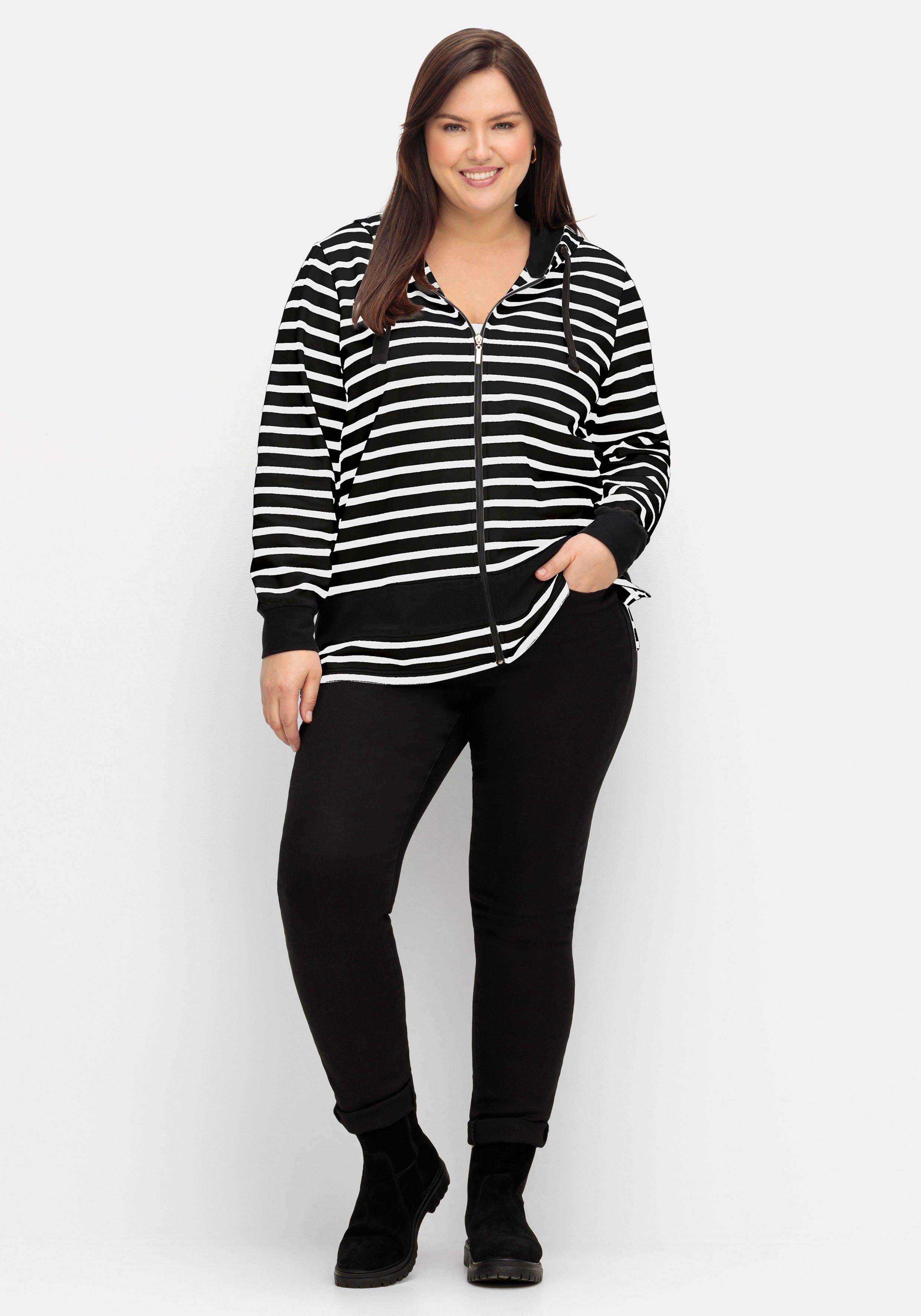 Geringelte Sweatjacke mit Kapuze