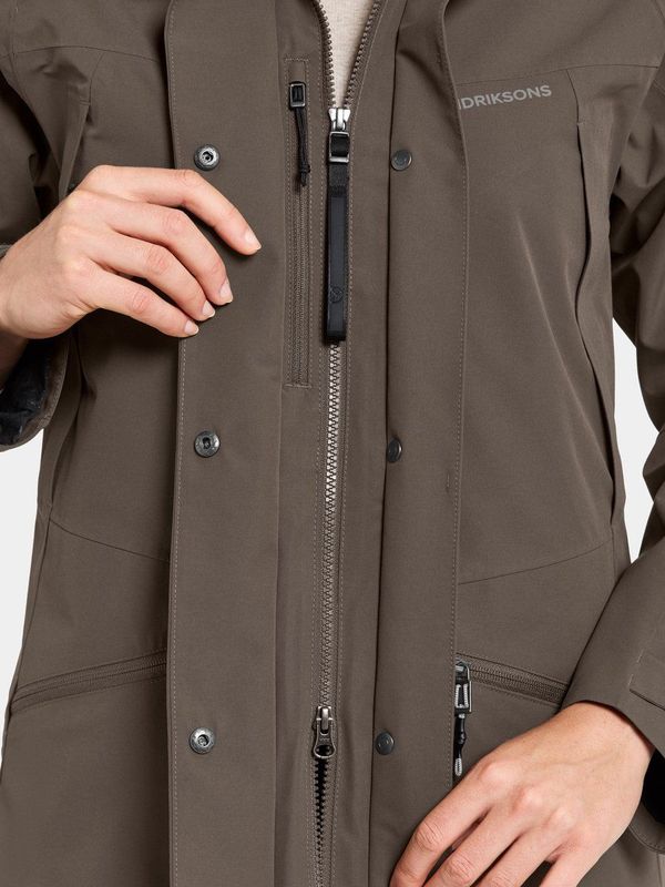 Didriksons Womens Ilma Parka 8 Lange jas (Dames |bruin |waterdicht)