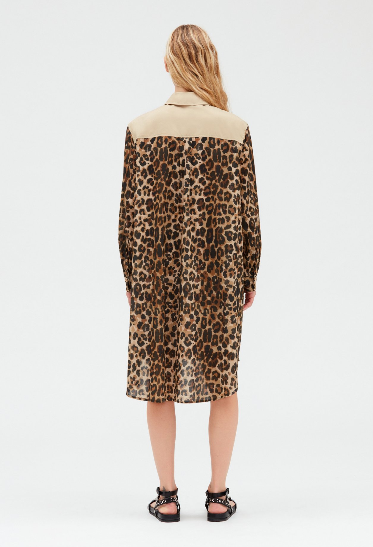 Robe chemise midi leopard