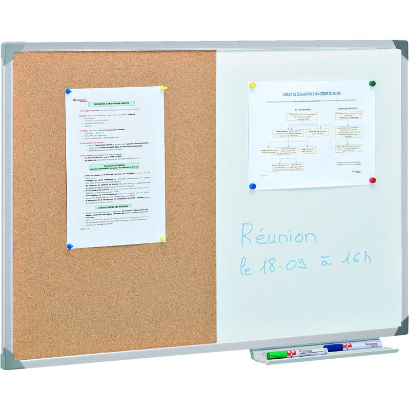 Tableau bivalent cadre aluminium - 120 x 90 cm