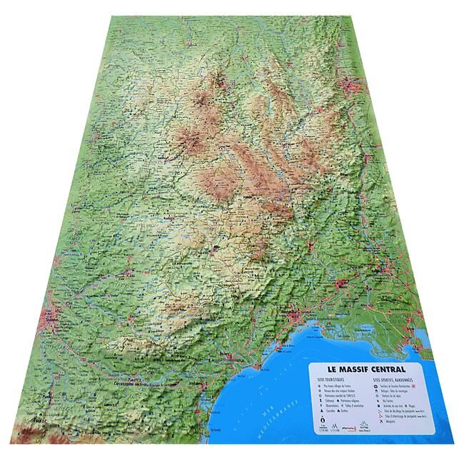 3D MAP - RELIEF MASSIF CENTRAL 61X41