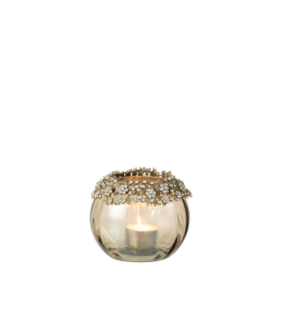 Paris Prix - Photophore En Verre Design vallee 10cm Bronze