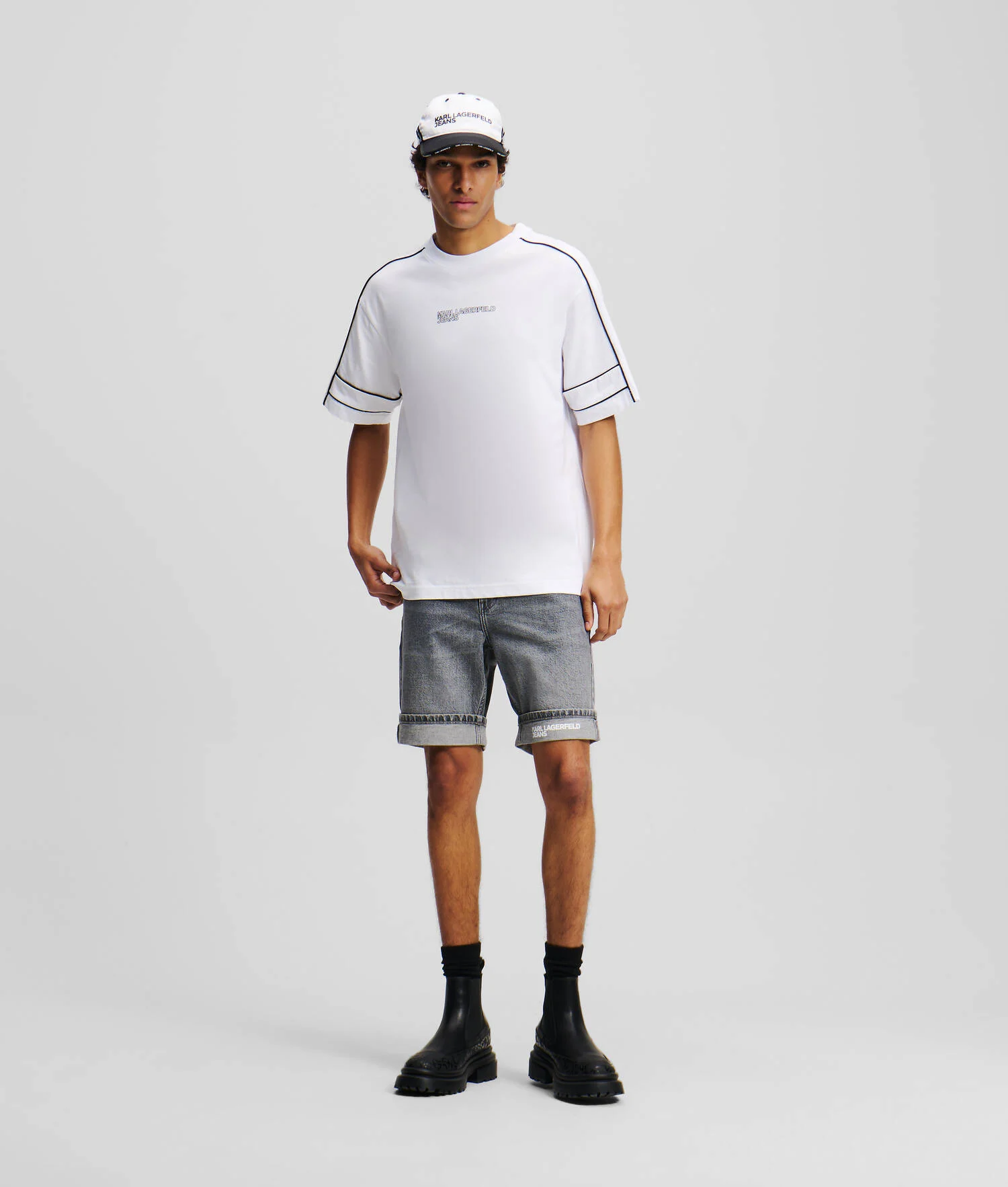 T-SHIRT À PASSEPOIL - Blanc
