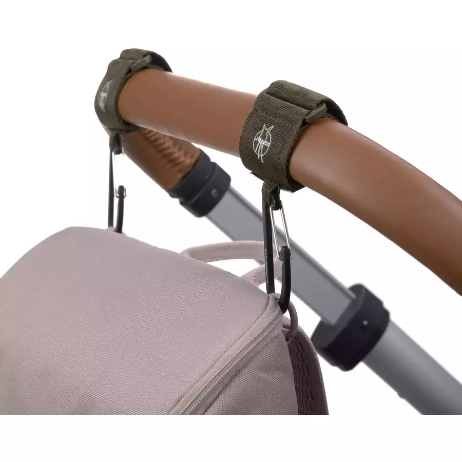 LÄSSIG Kinderwagenhaken 2er Set Karabiner olive