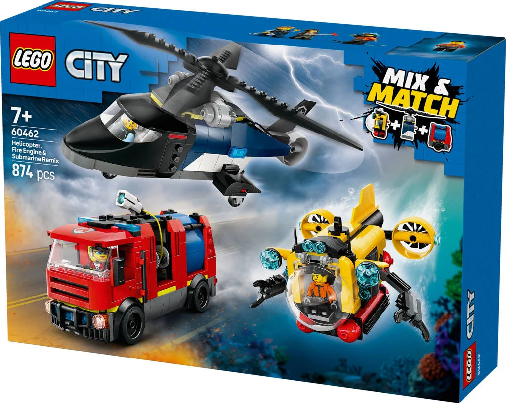Helikopter, brandweerauto en onderzeeër remix 60462